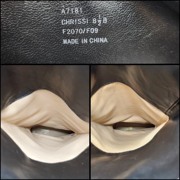 Coach Boots Womens 8.5 Black Red Plaid Tartan Leather Knee High Heeled Knee High - Picture 11 of 12